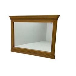 Light oak framed rectangular wall mirror