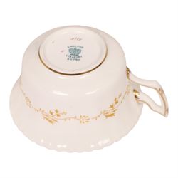 Coalport green batwing pattern tea service for eight, comprising teacups and saucers, side plates, milk jug, open sucrier and sandwich plate
