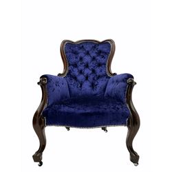 Victorian style mahogany framed armchair