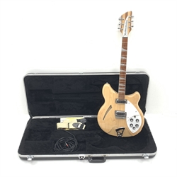 Rickenbacker USA model 360 Mapleglo electric guitar serial no.1522756, L102cm, in hard carrying case with strap, lead, cloth, manual and original warranty certificate . From the collection of the late John Burgess of Beverley who played in the bands Penjants, Wine, Strollers, Revox, Sound Foundation, Pickle Belly Alley, Ragamuffins and Jerryattricks.
