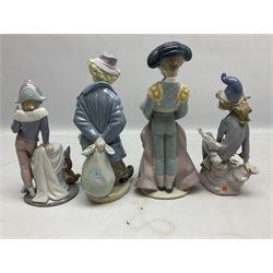 Four Lladro figures, comprising Tuesday's Child no 6013, Little Traveller no 7602, Timid Torero no 6437 and Stargazing no 1477, all with original boxes, largest examples H23cm
