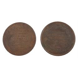 Two French medallions, commemorating  General Lafayette 1791 and commemorating the Acceptance of Louis XVI of the New French Constitution on 14 September 1791 
