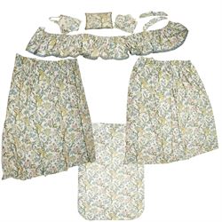 *Pair of large quality full length lined and padded ivory ground curtains profusely decora...