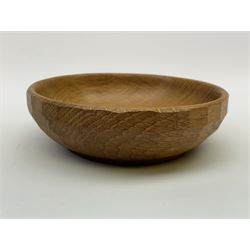 'Mouseman' tooled oak nut bowl carved with mouse signature, by Robert Thompson of Kilburn