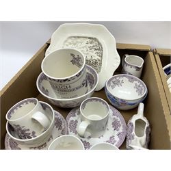 Shelley bowl, TG Green measuring jug, Villeroy & Boch sauce boat and stand, Burleigh Asiatic Pheasants plum cow creamer, cylindrical vase, mugs, bowls, jug etc, Spode 'Full Cry' The Hunt plate, Spode Ladybird mugs, Portmeirion, Meakin, Carlton China, teawares, ceramics etc