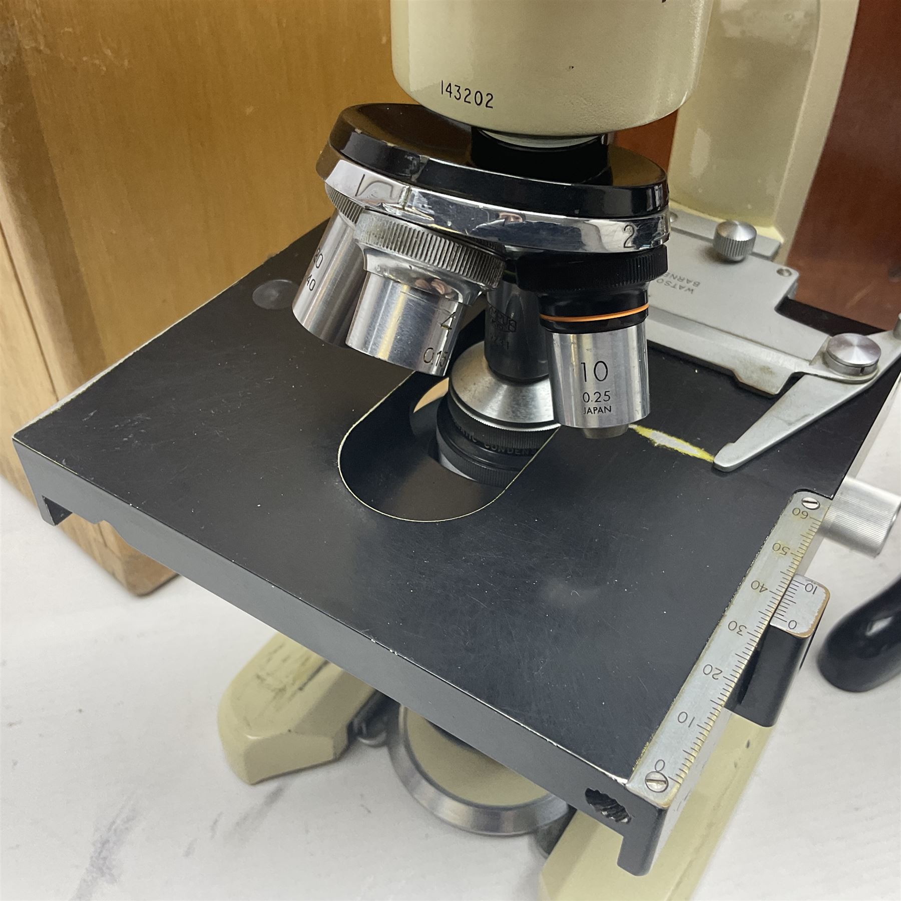 20th century W. Watson & Sons Bactil-60 binocular microscope no 143202, in original box, together with W. Watson & Sons microscope no 82904 in original box 