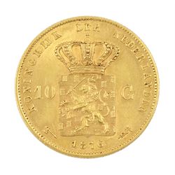 Netherlands Willem III 1876 10 gulden gold coin