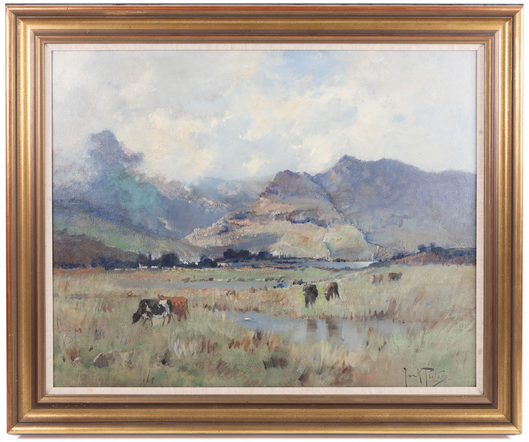 Jacobus (Jack) Pieters (Dutch 1886-1977): View Towards the Mountains, oil on canvas board signed 58cm x 74cm 