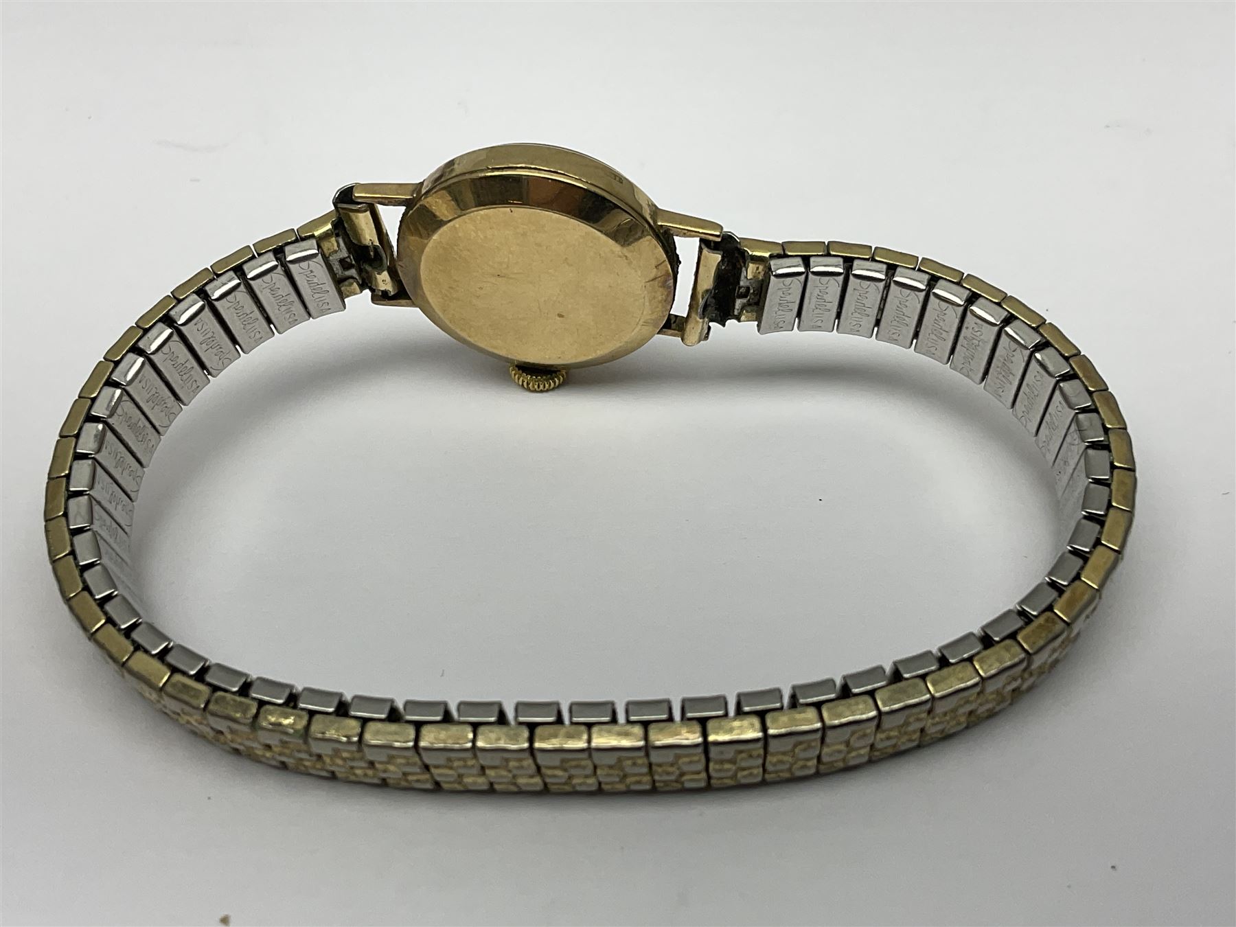 Tudor Royal 9ct gold ladies wristwatch, on expanding gilt bracelet, Gillex silver wristwatch, on silver bracelet, two early 20th century silver wristwatches and one other gilt wristwatch, all manual wind movements