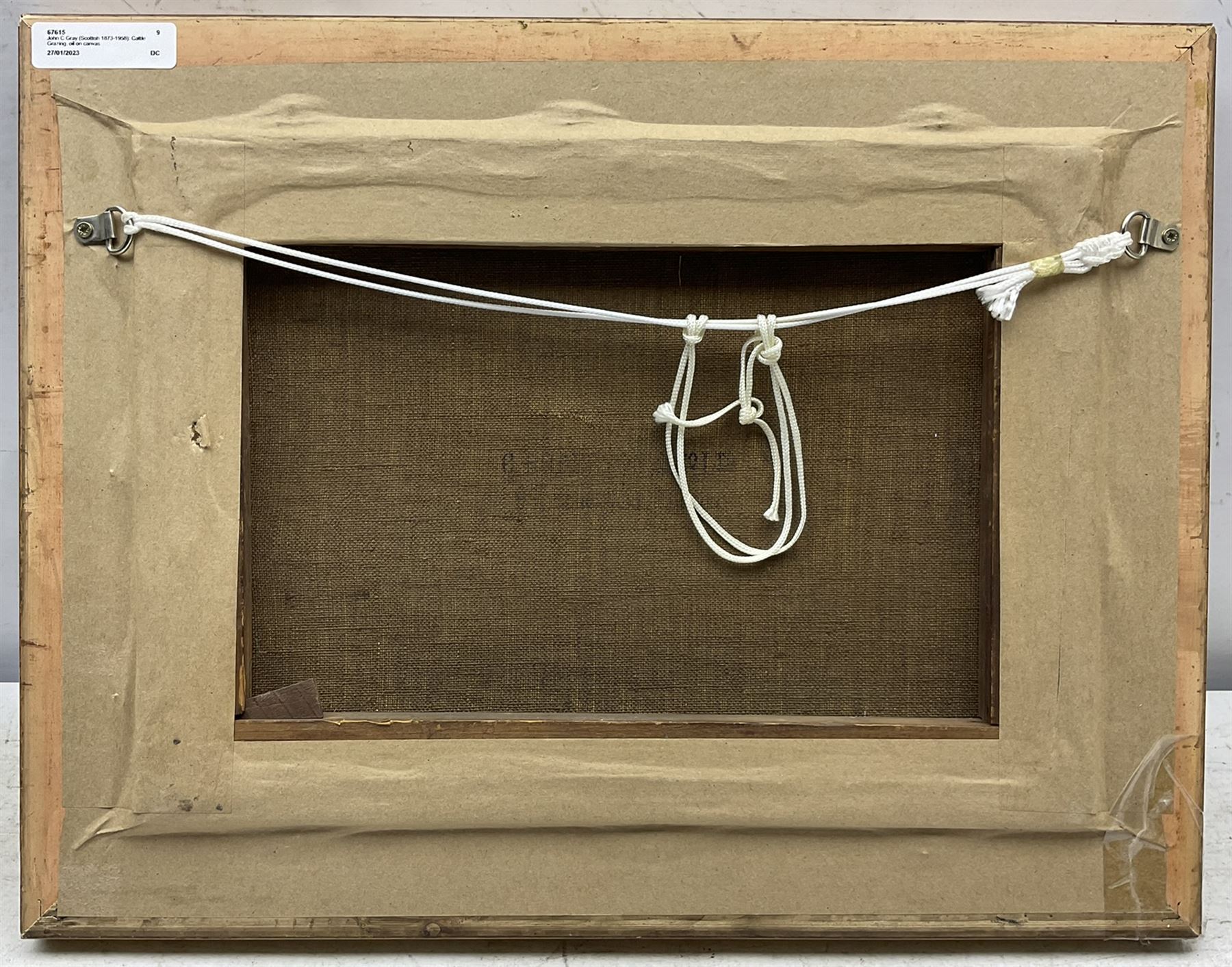 John C Gray (Scottish 1873-1958): Cattle Grazing, oil on canvas signed and dated 1915, 24cm x 34cm 
Notes: Gray, a Dundee artist, was born without arms and painted by holding a brush between his teeth and toes. 