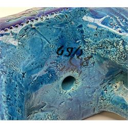 Aldo Londi for Bitossi, Rimini Blu pottery horse, with having incised decoration, marked beneath, H31cm.