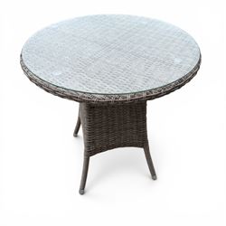 LG Outdoor - rattan bistro set, comprising two armchairs and table with tempered glass top
