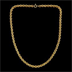 18ct gold rope twist chain necklace, stamped 750