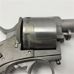 The major parts only of a British Bull-Dog .500 Boxer five-shot revolver comprising stripped down framework, cylinder, trigger with guard, functioning hammer and two-piece chequered grip; retailed by G. Goth Buenos Ayres; Belgian proof marks; L19.5cm overall; in fitted mahogany case 