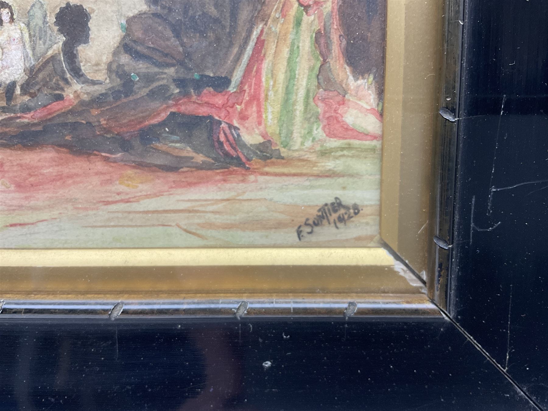 F Suntier (Early 20th century): The Harem, watercolour signed and dated 1928, 26cm x 36cm