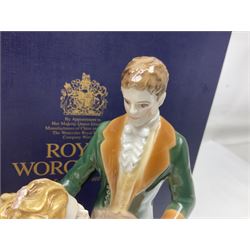 Two Royal Worcester figures, comprising A Gift of Love from the Age of Romance Series, limited edition 325/500, with certificate and original box and Royal Premier from the Glittering Occasions series, with original box 
