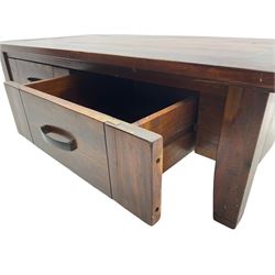 Solid mahogany rectangular coffee table, single drawer