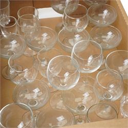 Quantity of table glass including champagne saucers, wine glasses etc
