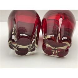 William Wilson for Whitefriars 'Molar' red glass vase