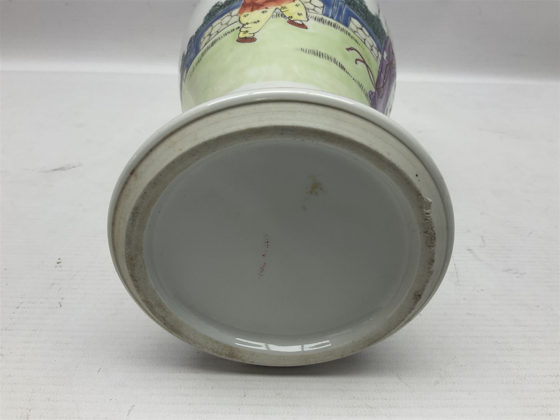 Chinese Famille Rose vase of slender baluster form, decorated with figures, H31cm  