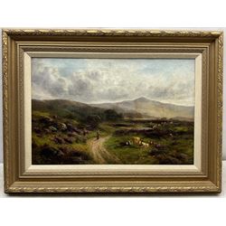 A Gilbert (British late 19th century): Cattle Grazing by the Wayside, oil on canvas signed l.r. 39cm x 59cm