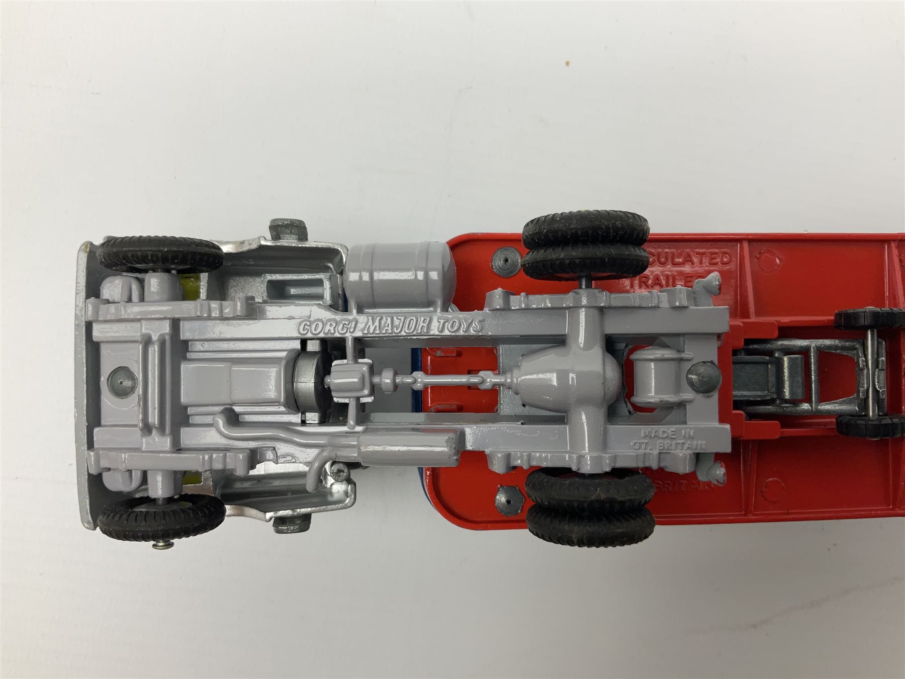 Corgi Major - Simon Snorkel Fire Engine No.1127 with figure and instruction leaflet; and Ford Tilt Cab 'H' Series with detachable trailer No.1137 with figure, inner diorama and packaging; both boxed (2)