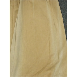  Pair beige lined curtains, (W250cm, D142cmcm) and a similar pair (W165cm, D175cm) and curtain pole (L158m)   