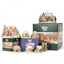 Eight Lilliput Lane Christmas models, co