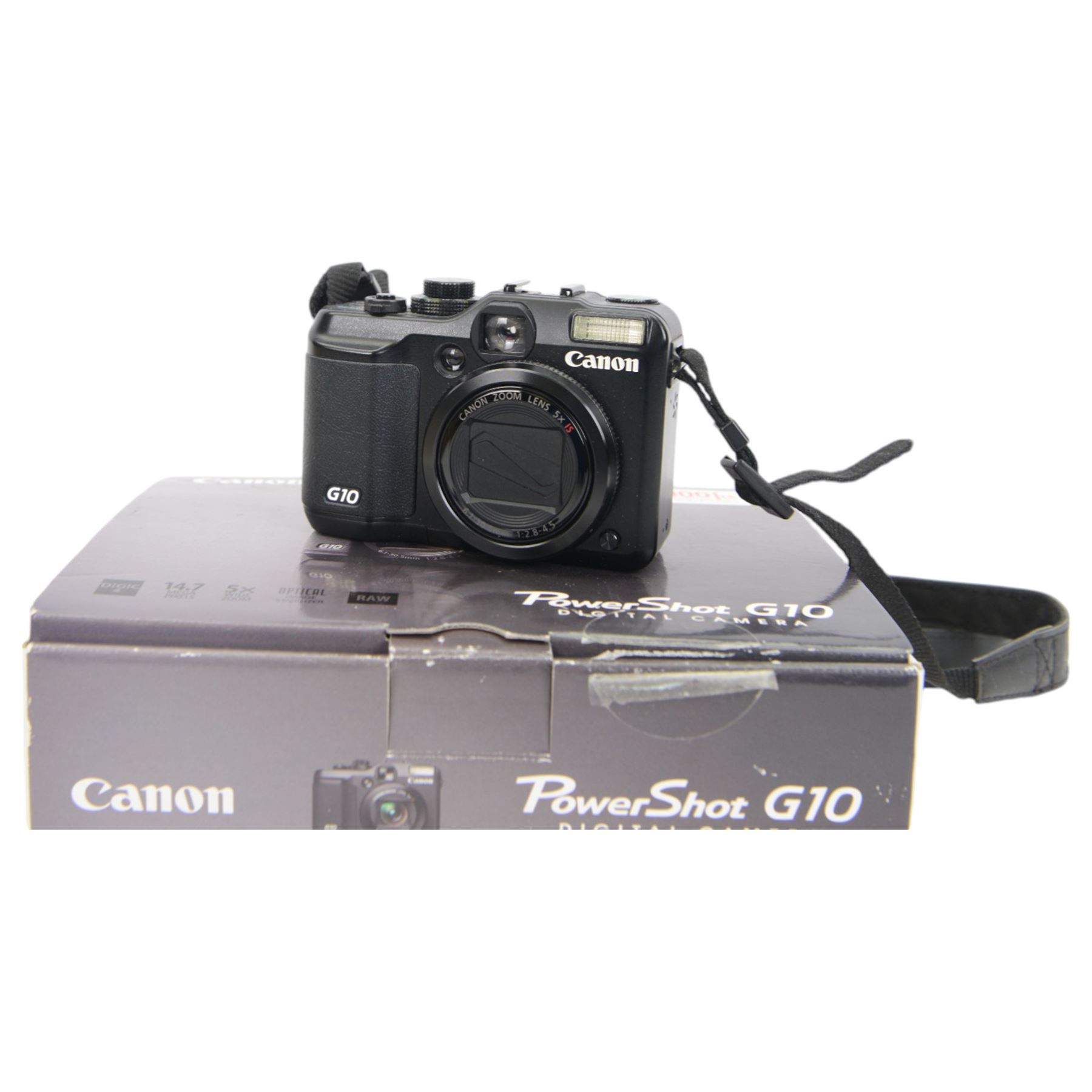 Canon Powershot G10 digital camera serial no. 7038020683, boxed with instructions, cables and carry case