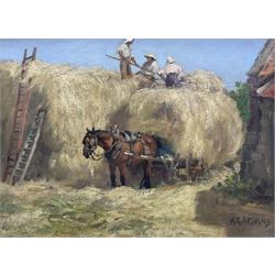 Albert George Stevens (Staithes Group 1863-1925): Hay Time, oil on canvas signed 29cm x 39cm 