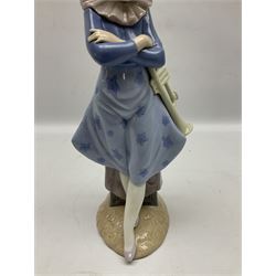 Two Lladro figures, comprising Clown with Trumpet no 5060 and Pals Forever no 7686, both with original boxes, largest example H22cm 