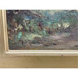 David Thomas Robertson (British 1879-1952): Bowtop Caravans on the Road, oil on canvas signed 44cm x 60cm