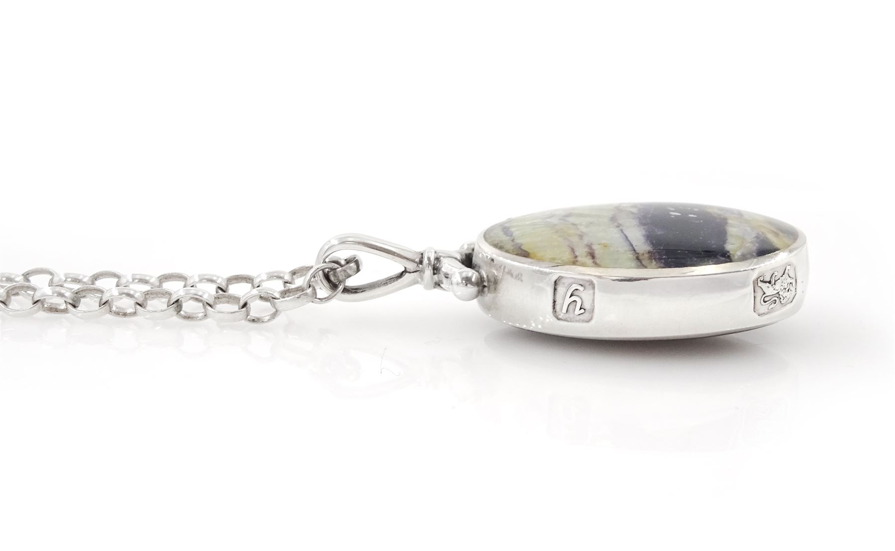 Silver blue john double sided pendant by David Scott Walker
