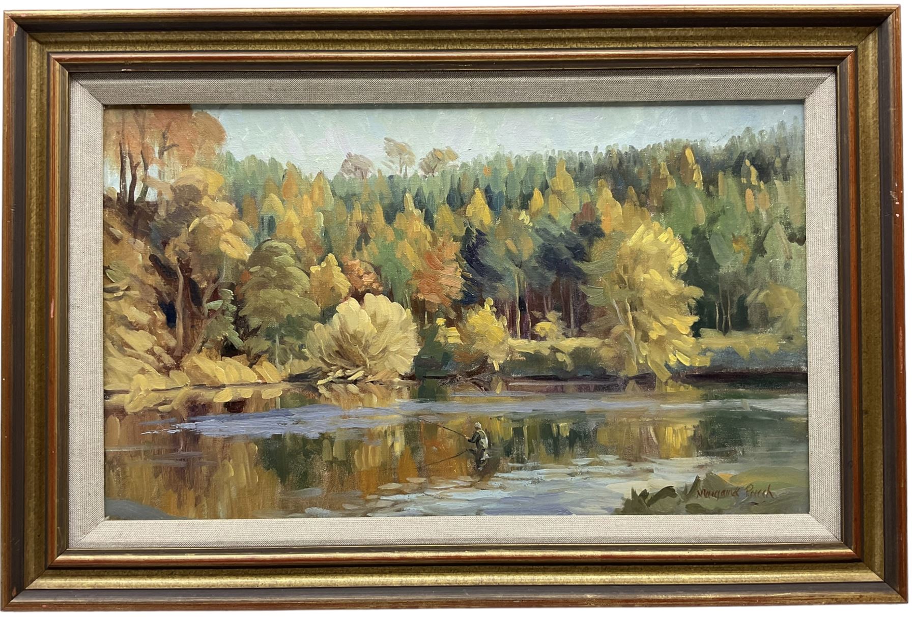 Margaret Peach (British 20th century): 'River Teviot' Scottish, pair oils on canvas signed, titled and dated 1988 verso 29cm x 50cm (2)