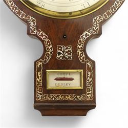 English-mid 19th Century four-glass rosewood wheel barometer c1850, with a 10