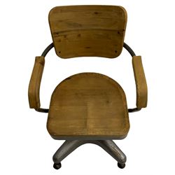 Industrial style metal and wood swivel desk chair
