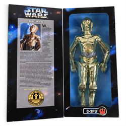 Five modern Kenner Star Wars action figures, comprising Han Solo and Carbonite Block with Frozen Han Solo, Wedge Anitlles & Biggs Darklighter, C-3PO, Jedi Luke Skywalker & Bib Fortuna and Luke Skywalker vs. Wampa, all boxed