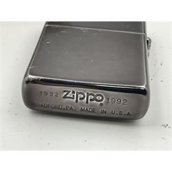 Zippo 60th anniversary lighter, dated 1932-1992, in commemorative tin