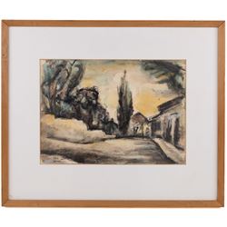 Yehuda Bacon (Israeli 1929-): Grey Landscape, watercolour signed 24cm x 34cm 
Notes: Bacon is a Holocaust survivor. 