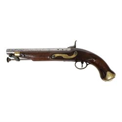 19th century Tower percussion pistol, with lock stamped 'Tower' and with crown over 'GR' cypher, with steel ram rod, walnut with brass butt plate, overall L38cm