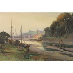 Leslie Ingram (British early 20th century): Whitby from Upstream on the Esk, watercolour s...