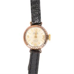 Three 9ct gold cased wristwatches, two on fabric straps