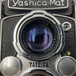 Yashica-Mat Copal MXV camera body, serial no 408717, with Yashinon 1;3.2 f=80mm' and Yashinon 1;3.5 f=80mm' lens serial no 460802, together with Yashica 635 Copal-MXV camera body serial 4080675 with Yashinon 1;3.5 f=80mm' lens serial no 229427 and 'Yashikor 1;3.5 f=80mm' lens serial no 228386