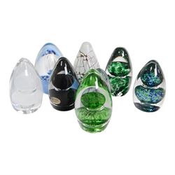 Svaja oval frosted glass paperweight, together with Caithness Distinction paperweight and other similar examples 