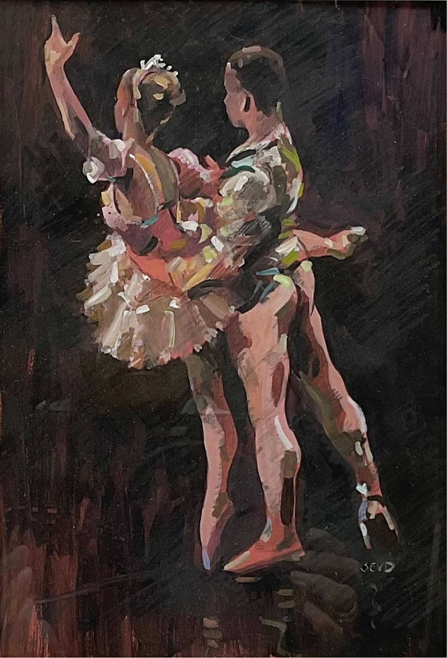 Sherree Valentine Daines (British 1959-): The Dancers, mixed media signed with initials 29cm x 19.5cm