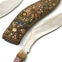 Three modern Indian kukris and seven Scottish skean dhu