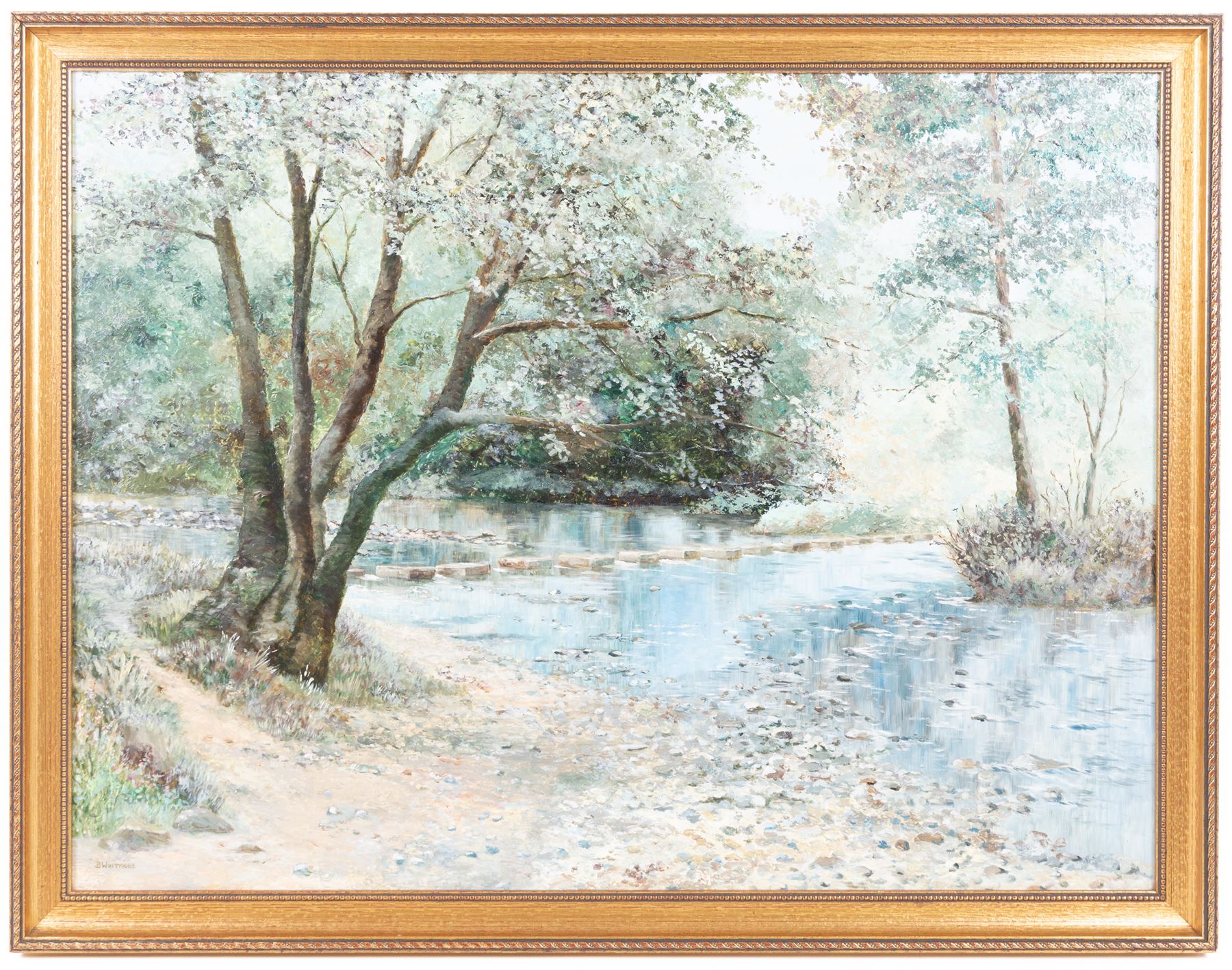 Barbara Whitmore (Whitby 20th century): River Views, pair oils on board signed 55cm x 73cm (2)