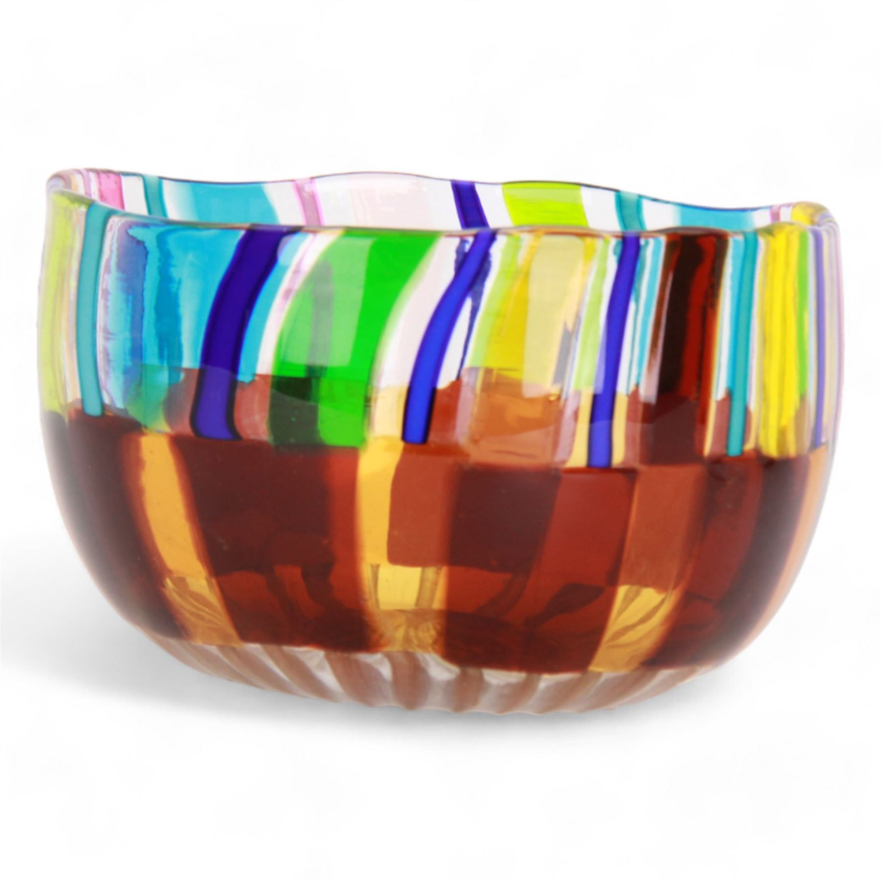 Murano dish by Gabrielle Urban Signed, together with a set of six glasses by Gio Ponti