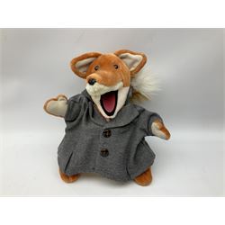 Vintage Basil Brush plush toy, in a tartan jacket together with a talking Basil Brush plush toy, tallest example H46cm