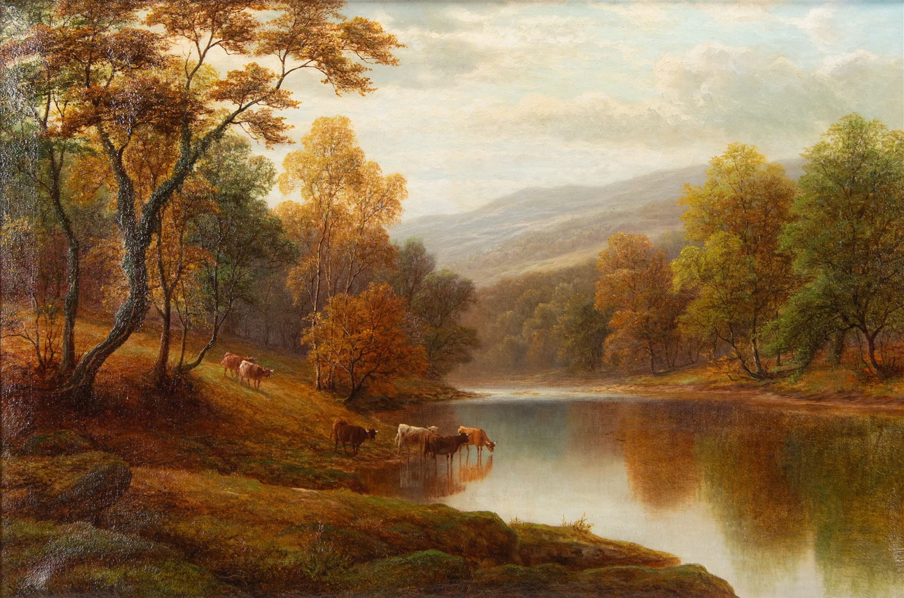 William Mellor (British 1851-1931): 'On the Wharfe - Bolton Woods Yorkshire', oil on canvas signed, titled verso 50cm x 75cm